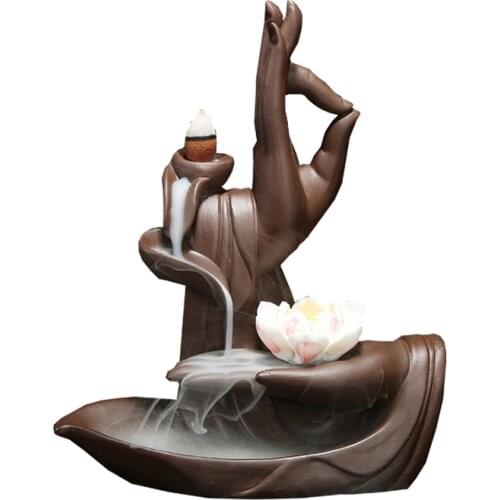 Purple Sand Lotus Monk Backflow Incense Burners Living Room Zen Room Buddhist Temple Sandalwood Stove Incense Burners Decor