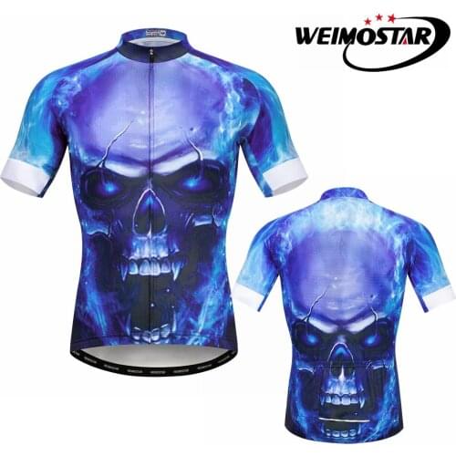 Weimostar Summer Cycling Jersey Shirt Racing Blue Skull Men Riding Ropa ciclismo mtb Bike Jersey Maillot Bicycle Clothing