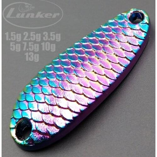 Lunker Spoon 1.5g 2.5g 3.5g 5g Fishing Hard Bait Lures Scale Pattern Golden Silver River Stream Freshwater Bass Pike Trout