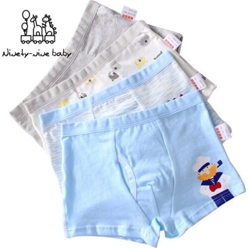 Kids Boys Underwear Childrens Shorts Panties for Baby Boy Cotton Prue Printed Double Crotch Teenager Underpants 4 Pcs/lot