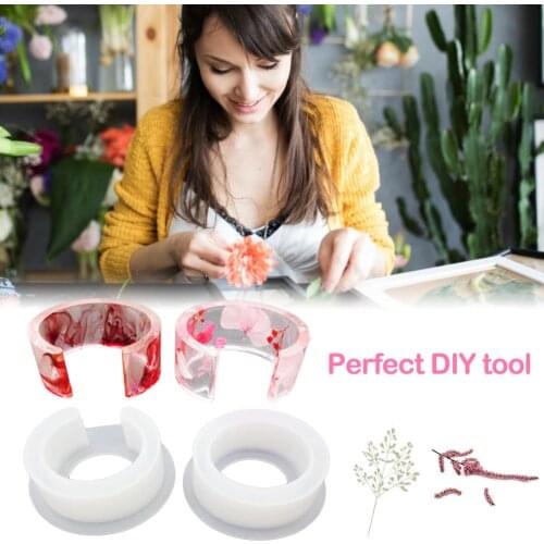 New Open Cuff Round Silicone Mold Jewelry Making Bracelet Bangle Mould For Resin Flower DIY Jewelry Tools Transparent Glue Mould