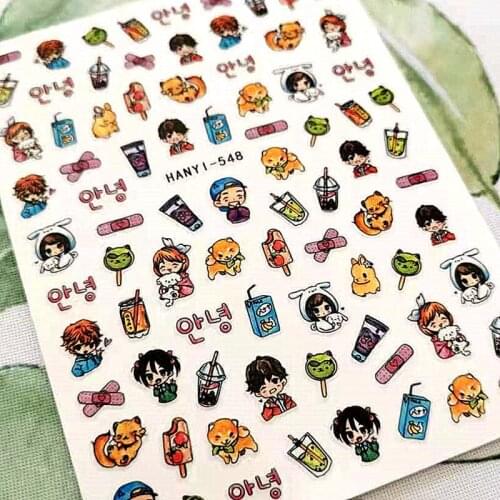 Newest HANYI 548 3D design nail art sticker decal stamping back gule DIY nail decoration tools