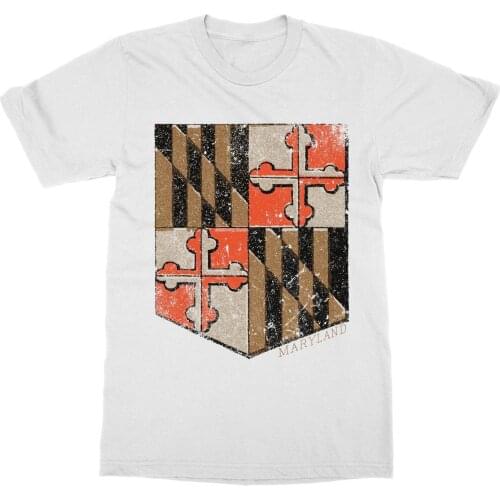 New 2019 Hot Summer Casual Printing Maryland 'Coat of Arms' USA United States of America Patriot Capital Tee Shirt