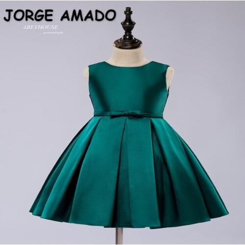 2021 New Summer Kids Girl Party Dress Sleeveless Bow Solid Color Temperament Style Princess Dress Wedding Perform Birthday E0118