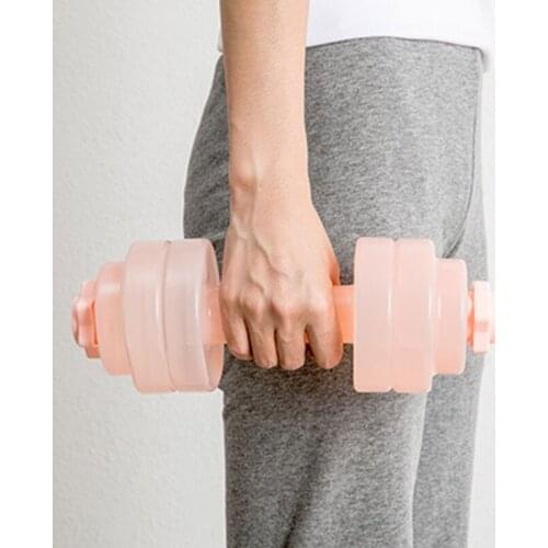 Gray Jug Water Bottle Shape Like a Water Filled Dumbbells Workout Gym Bottle New