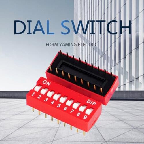 50pcs/lot Red 9 Position 2.54 Allocate Code Tact Switch DS-09 Mini Toggle Switch 9P 2.54mm