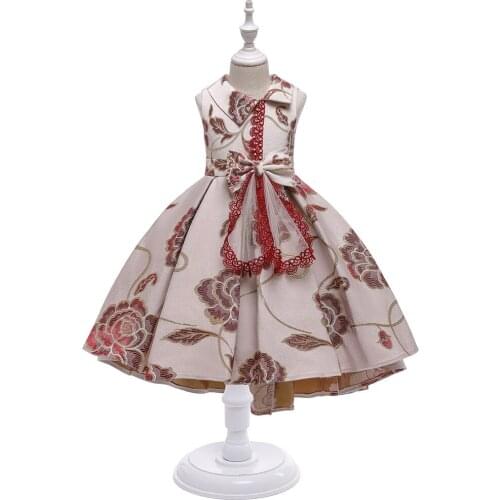 Hot Sale Trailing Girls Dress Clothing Party Wedding Dress Girl Print Princess Dress Birthday 3-10 Years