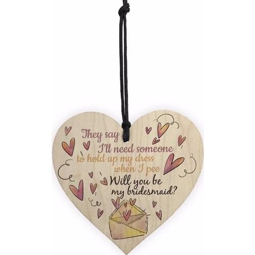 Wooden Hanging Heart Shaped Letter Print Wedding Invitation Keepsake Pendant