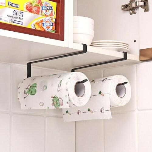 Kitchen Paper Towel Hanging Rack -Hole-freeWall-Hanging Paper Roll Plastic Wrap StorageRackTo Hang Home