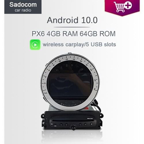 PX6 DSP 1 din Android 10.0 Car DVD player 6 Core 64GB ROM 4GB RAM car radio autoradio GPS map For BMW Mini Cooper R56 2006-2013