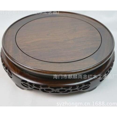 [Rain] Zhong mahogany mahogany pedestal vase handicraft vase bonsai base hollow circular base