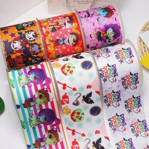 DIY Handmade Materials Printed Halloween Grosgrain Ribbon 50 Yard Per Size 57072