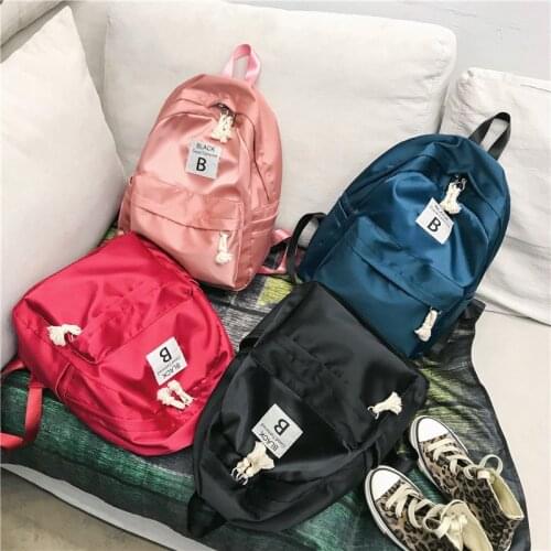 Casual Nylon Backpack Women Large Capacity School Bag Teenager Solid Color Girls Travel Bags Students 2019 New Mochila Bolsa