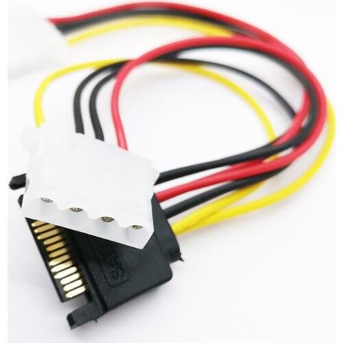 SATA to IDE Connector Power Cord SATA Power to IDE Power Adapter Cable SATA 15pin Male to 2 Large 4pin Power Cord