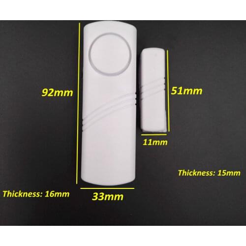 Independent Wood Door Alarm Sensor Window Detector with 90Db Buzzer Burglar Security Alarm System AAA Battery