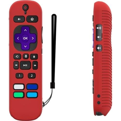 28EA Portable Remote Control Silicone Anti Slip Remote Holder Sleeve Compatible with Roku Voice Remote Pro Protector
