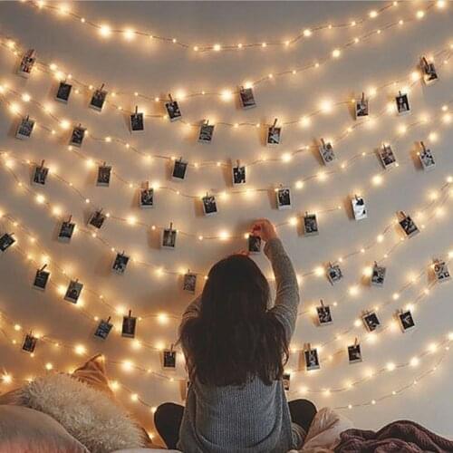 1/2M LED Picture Photo Clip String Light Copper Wire String Garland Party Wedding Holiday Fairy Lights Christmas Room Decoration
