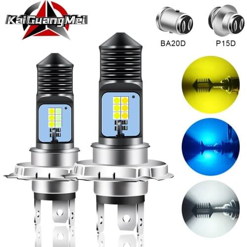 Motorcycle Headlight LED BA20D H4 P15D Bulbs Hi Lo Beam Moto LED Motorbike Headlight Lamp 3030 Chips 12SMD Highlight Two-Color