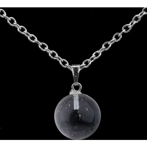 Vintage Clear Crystal Quartz Natural Stone Ball Pendant Necklace Charm Gem Stone Statement Jewelry Romantic Necklace Choker Hot