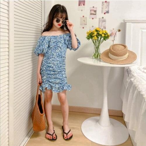 2021 Korean style girls floral dress fashion cotton summer girls dresses 3-8 years B374