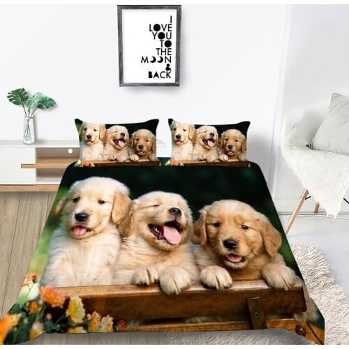 Golden Retrievers Bedding Set Puppy Fashion Lovely Duvet Cover King Queen Twin Full Single Double Unique Design Bed Set