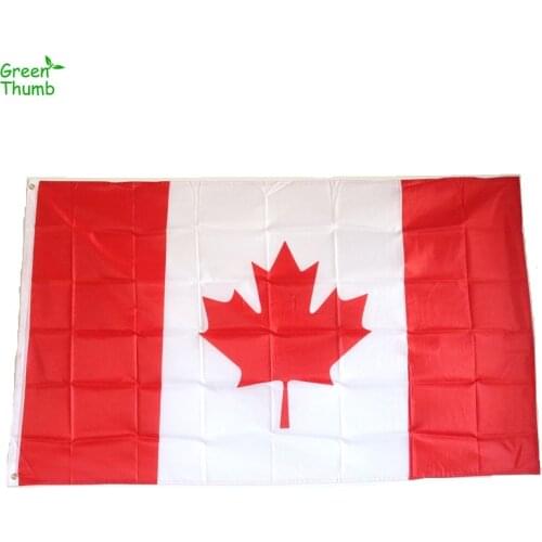 1pc 150*90cm Canadian Flag Red with White Maple Leaf Flag Green Thumb Polyester Flags