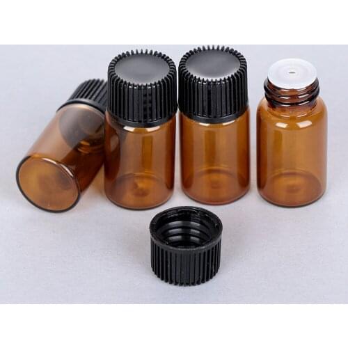 10Pcs Mini Essential Oil Bottle Brown Refillable Bottles Portable Cosmetic Containers Sample Jar Glass Vials Storage 1/2/3/5ml