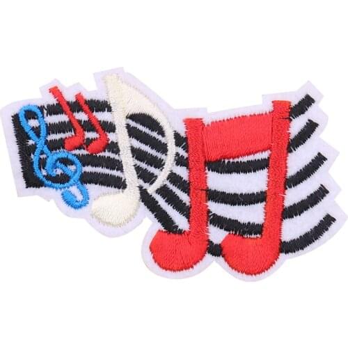 2PCS Musical Notes Patches Rock Music Metal Band Patch Embroidery Applique Iron on Transfers for Clothing Punk Clothes Stickers