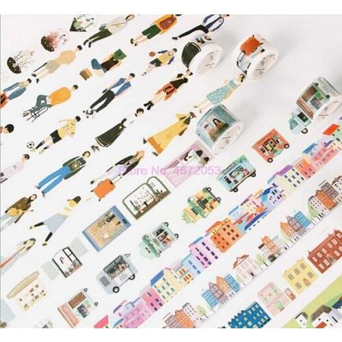 200pcs Creative Modern People City Daily Life Decorative Washi Tape Diy Scrapbooking Masking Tape School Office Supply