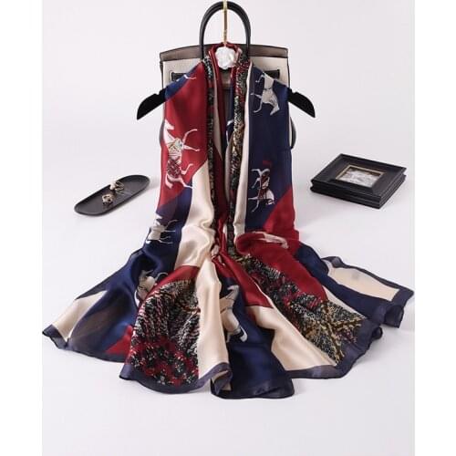 2021 Women Silk Winter Scarf Luxury Design Print Lady Beach Shawl Scarves Fashion Smooth Foulard Female Hijab