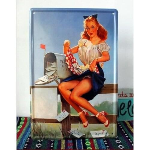 50pcs/lot Metal Sign shabby chic Metal Craft Antique Tin Sign GIRL Metal Hanging Poster ART Collection Wall Decor Fit For BAR CL