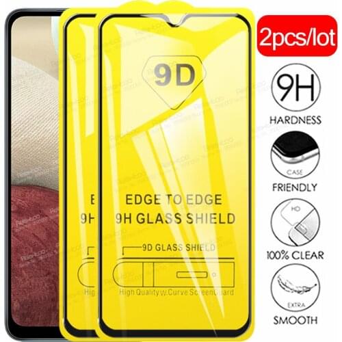 9D 2pcs Full Glue Cover Tempered Glass For Samsung Galaxy A12 A 12 6.5" SM-A125F/DS Screen Protector Armor Phone Protective Film