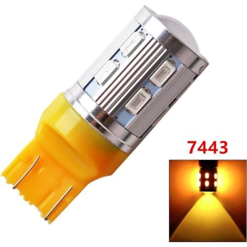 2pcs 7443 7440 Car LED bulbs 12 SMD 5730 W21/5W 5W High power XPE LED lamp Bulbs car light source parking Yellow Amber