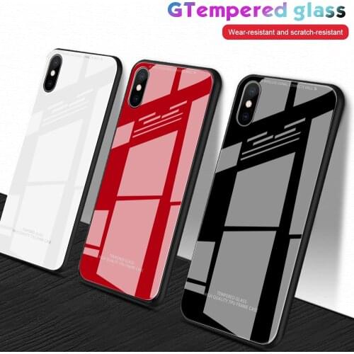 Tempered Glass Case For iPhone XR X XS Max 7 8 Plus 6 6S Case Luxury Pure Color Protector Mirror Glass Shell For iPhone 7 8 Case