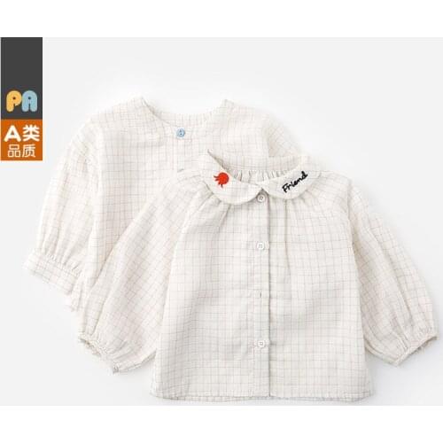 Kids Clothing Autumn New Childrens Shirts 1-6 Y Baby Girls Casual Plaid Long Sleeve Shirt Fashion Thin Cotton Blouse for Girls
