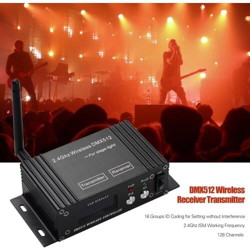 DMX512 Wireless Receiver Transmitter Light Console Controller 2.4G ISM 126 CH LCD Screen Power for KTV Lights with Power Adapter