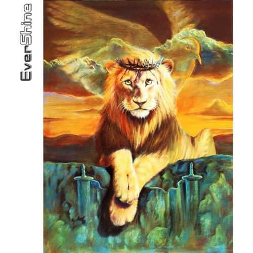 Evershine Diamond Painting Lion Cross Stitch 5D DIY Diamond Embroidery Animal Full Square Round Mosaic Sale Crafts Kit
