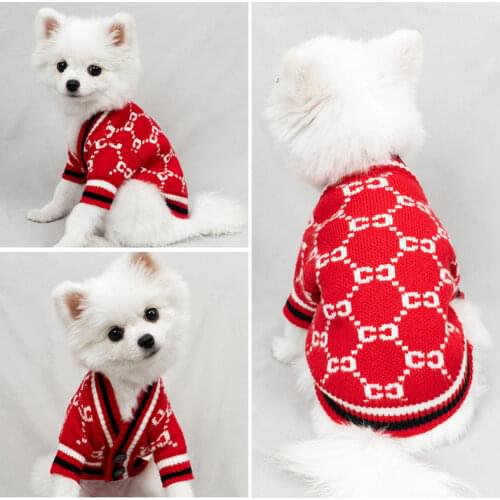 Pet Dog Cardigan Sweaters Coat With Button Autumn Winter Dogs Clothes British Style Cat Knitwear For Chihuahua Bichon Schnauzer