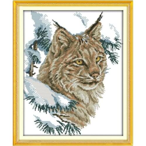Cross Stitch Embroidery Needlework Kit Wildcat Counted Patterns Fabric 11CT 14CT Printed Stamped Canvas Thread Decor Arts Sewing