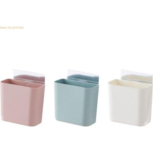 B0KC Wall-Mounted Toothbrush Shelf Holder Self Adhesive Wall Hanging Toothpaste Comb Storage Box Bathroom Organizer Basket