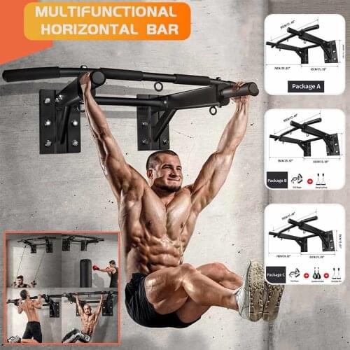 Wall Mounted Pull Up Bar Horizontal Bar Set with Resistance Band Home Gym Chin Up Pull Up Training Bar Sport Fitness Equipment