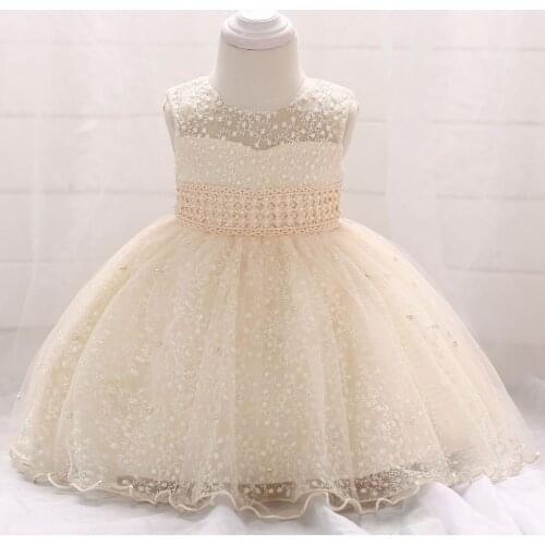 New infant baby girls dress 2018 summer Lace Sequins Baptism Dresses for Girls 1st year birthday party wedding baby clothes