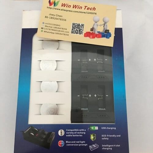 New Original Free shipping LIR2032 buttons intelligent rechargeable lithium battery charger kit for CR2032 3.6 V