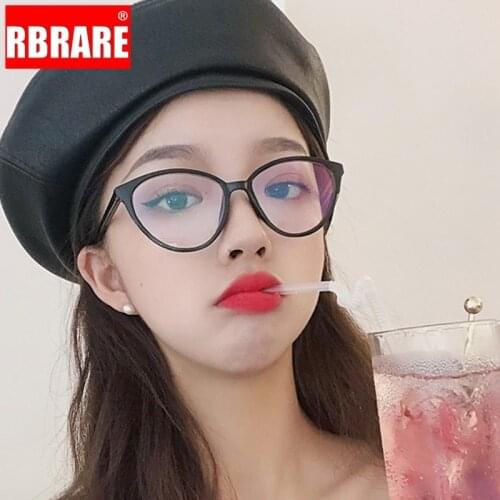 RBRARE New PC Glasses Frame Women Trend Wild Transparent Glasses Frame Cat Eye Flat Mirror Clear Glasses Gafas De Hombre Italia