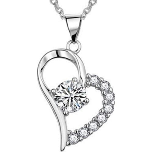925 sterling silver atmospheric love heart pendant round clavicle half heart inlaid zircon crystal necklace ladies gift jewelry