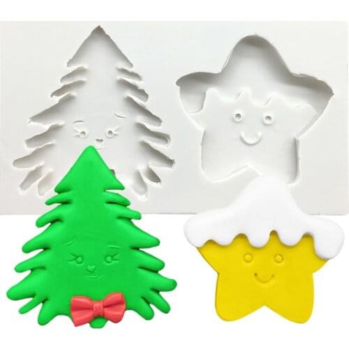 Christmas Tree Star Silicone Cake Baking Mold Sugarcraft Chocolate Cupcake Resin Tools Fondant Decorating Tools