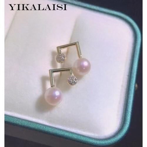 YIKALAISI 925 Sterling Silver Earrings Jewelry For Women 6-7mm Round Natural Freshwater Pearl Earrings 2021 New Wholesales