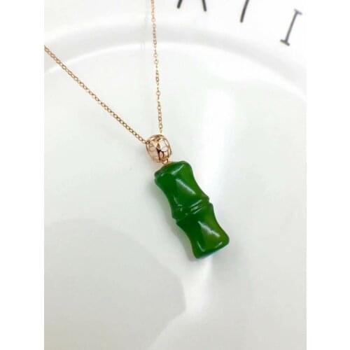 SHILOVEM 18k yellow gold real Natural green Jasper pendants no necklace fine Jewelry women wedding new gift yzz071866by