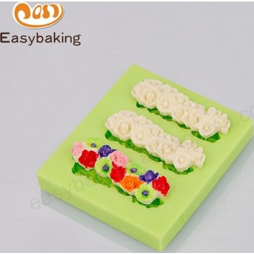 Resin 3 Rows Little Rose Chocolate Oat Fondant Silicone Mould For Wedding Cake Decorating Arts & Crafts Room Beautification