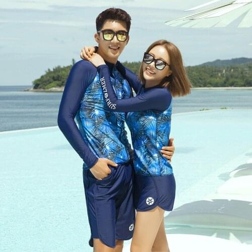 Womens Mens Rash Guards Long Sleeve Zipper Rashguard Swim Shirt Leggings Sun UV Athletic Swimsuit Matching Couples